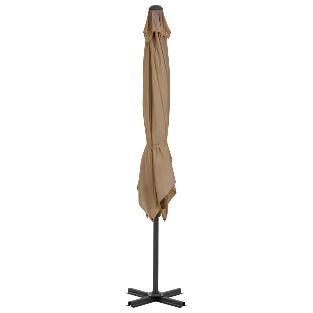 Vidaxl Parasolo galleggiante con polo in alluminio 250x250 cm Taupe