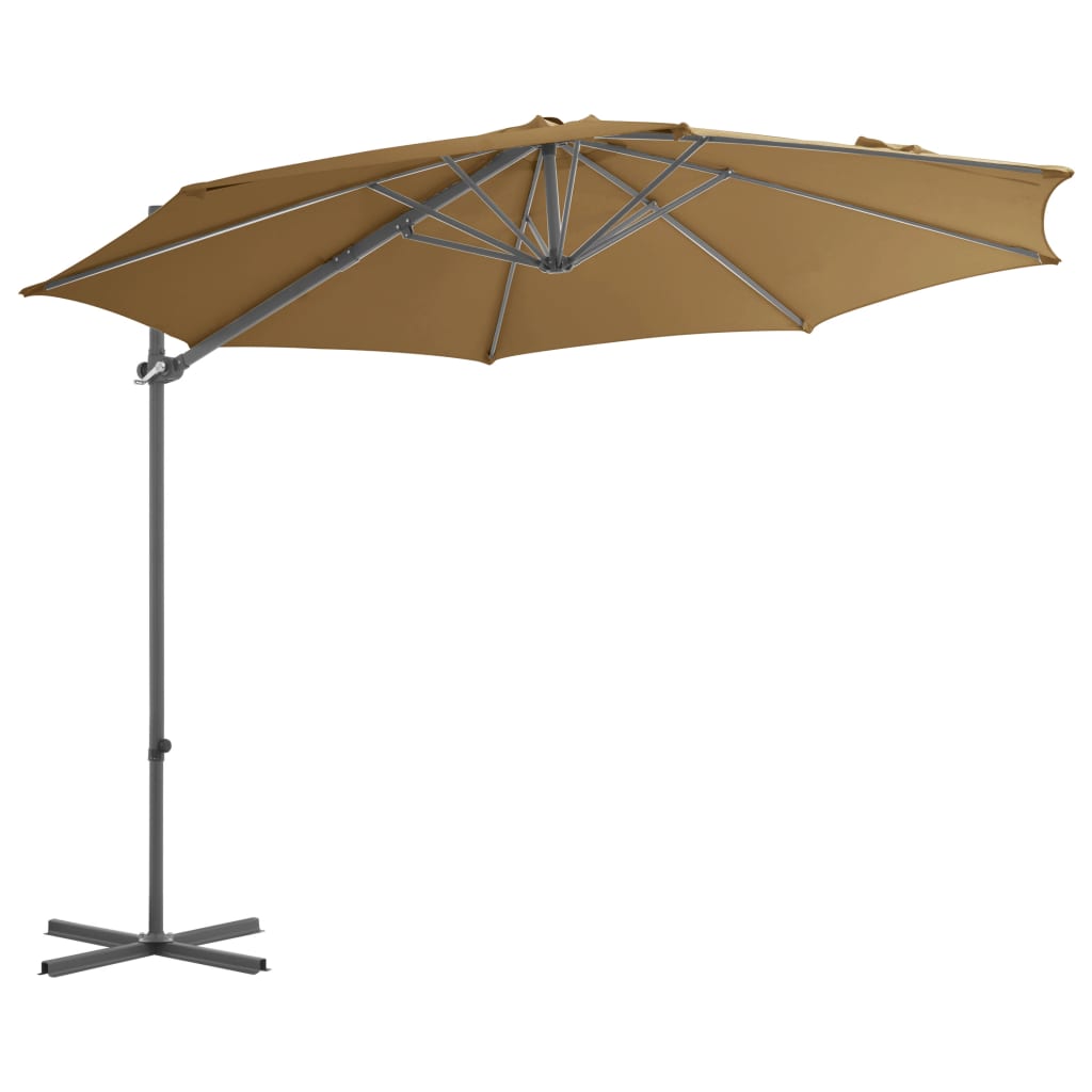 Vidaxl Floating parasol with steel pole 300 cm Taupe