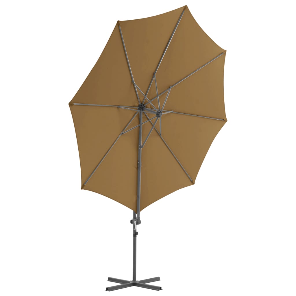 VidaXL Zweefparasol met stalen paal 300 cm taupe