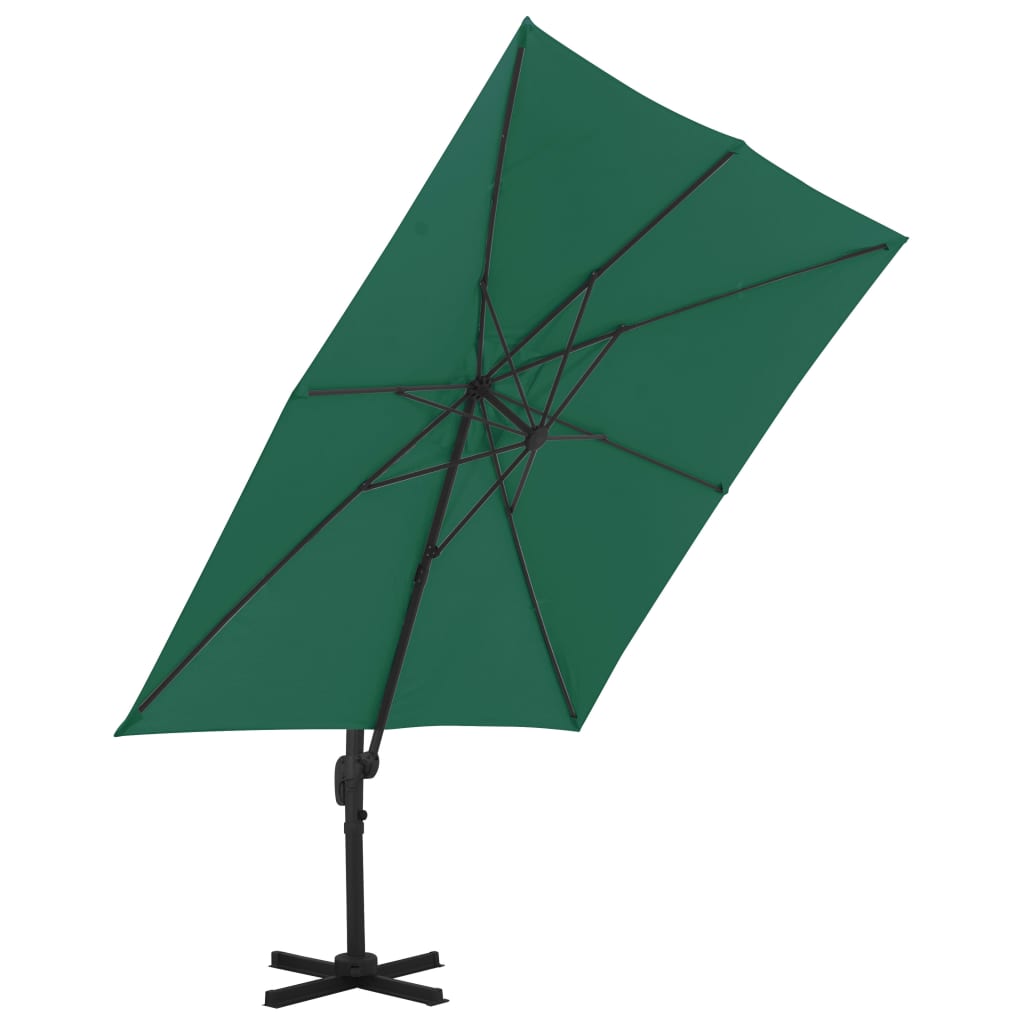 Vidaxl flytende parasol med aluminiumstang 300x300 cm grønn