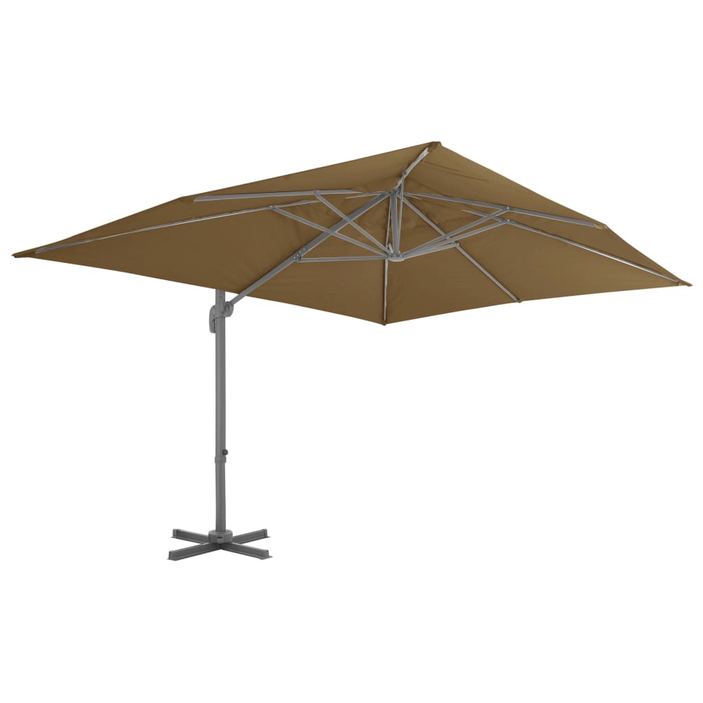 Vidaxl flytende parasol med aluminiumstang 400x300 cm taupe