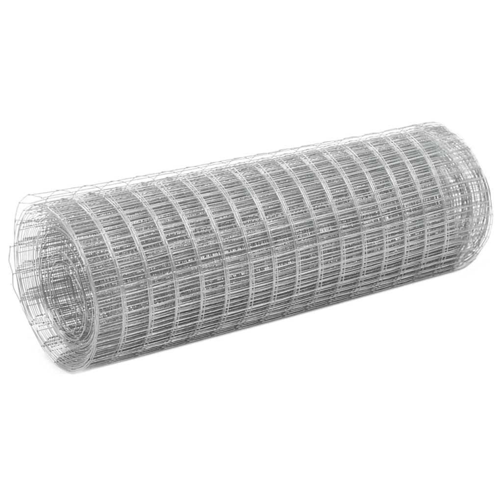 Alambre de pollo Vidaxl 10x0.5 M de acero galvanizado de color plateado