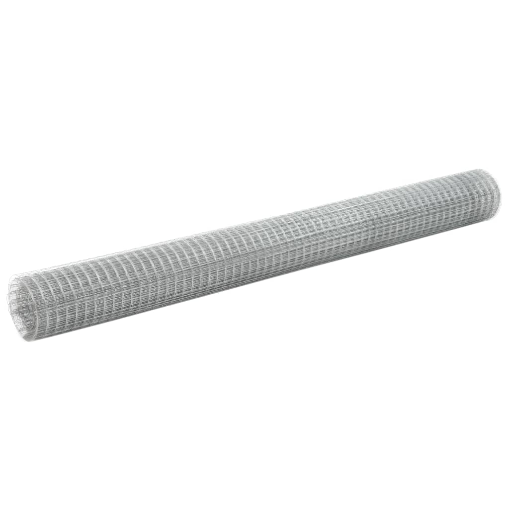 Alambre de pollo Vidaxl 25x1.5 M de acero galvanizado de color plateado