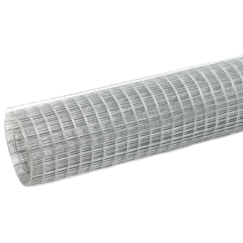 Vidaxl chicken wire 25x1.5 m galvanized steel silver colored