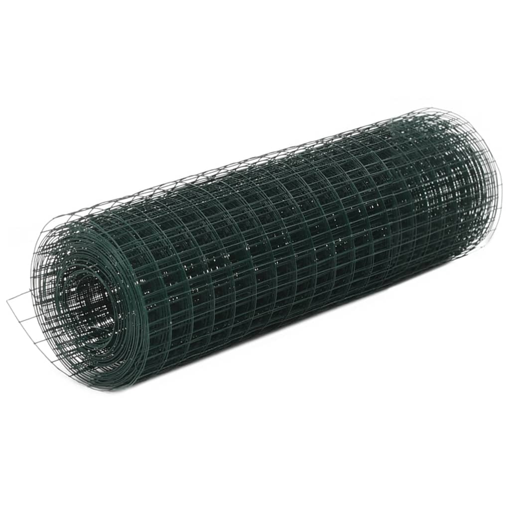 Vidaxl chicken wire 10x0.5 m steel with PVC coating green