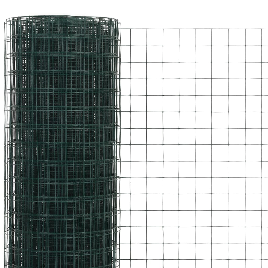 Vidaxl chicken wire 10x0.5 m steel with PVC coating green