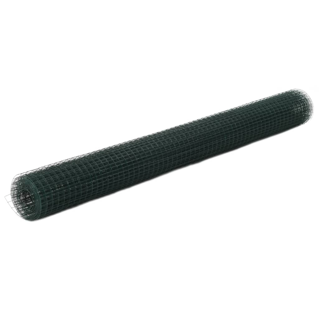 Alambre de pollo Vidaxl 10x1.5 m de acero con recubrimiento de PVC verde