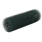 Alambre de pollo Vidaxl 25x0.5 m de acero con recubrimiento de PVC verde