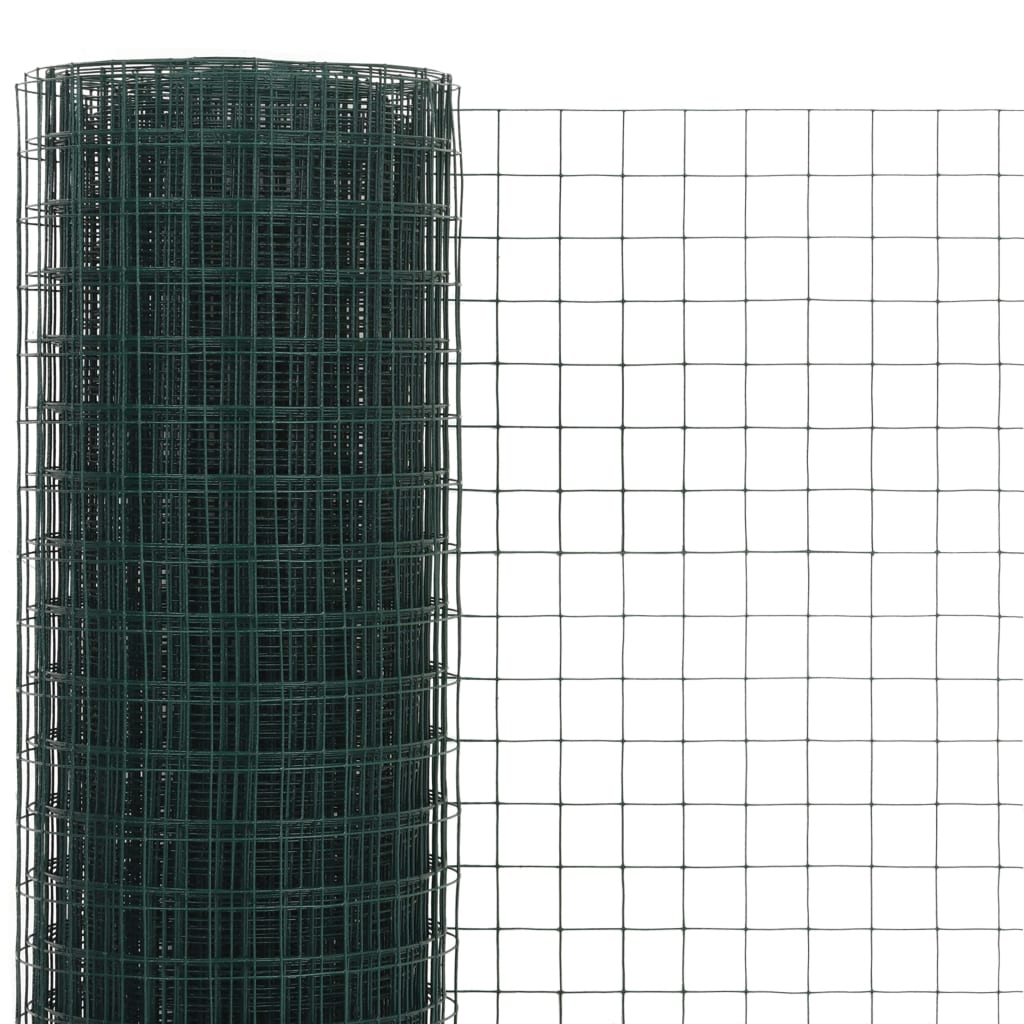 VidaXL Kippengaas 25x1,5 m staal met PVC coating groen