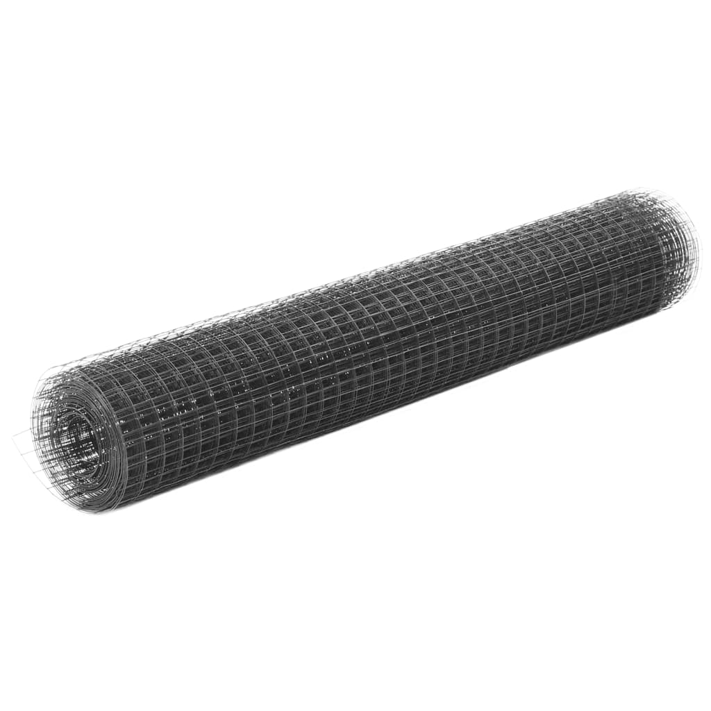 Alambre de pollo Vidaxl 10x1 m de acero con recubrimiento de PVC gris