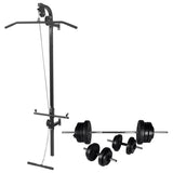 Vidaxl Power Tower za steno z nastavitvijo za dumbbell 60,5 kg