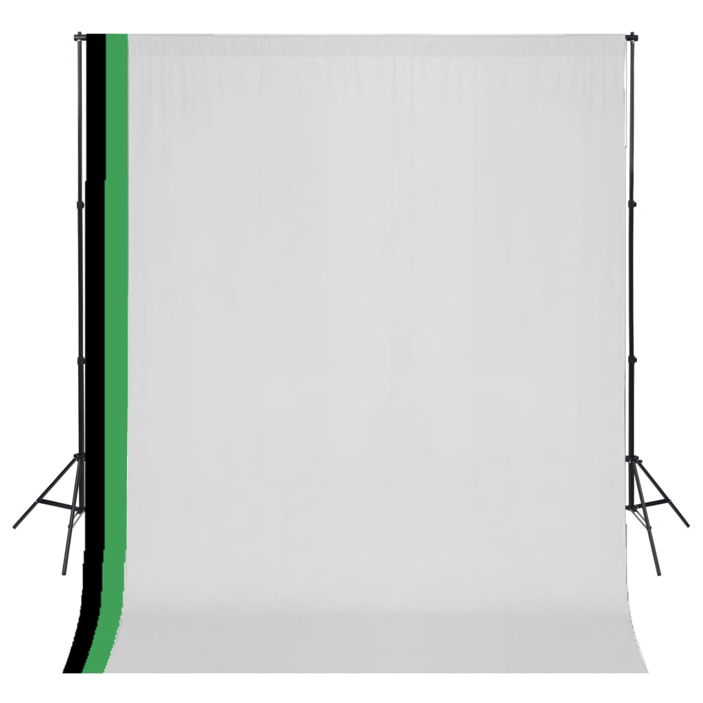 VidaXL Fotostudioset met 3 katoenen achtergronden en frame 3x3 m