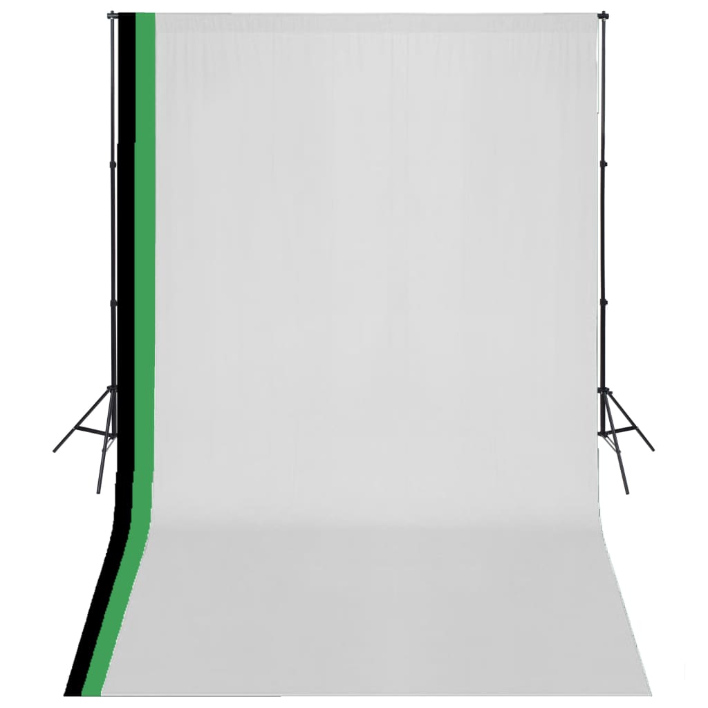 VidaXL Fotostudioset met 3 katoenen achtergronden en frame 3x5 m