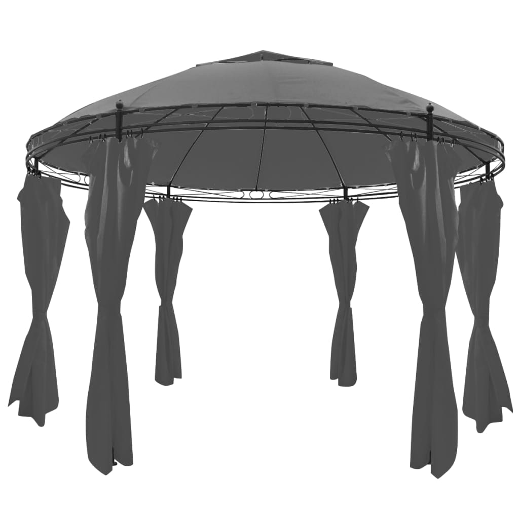 Vidaxl arbor with curtains around 3.5x2.7 m anthracite -colored