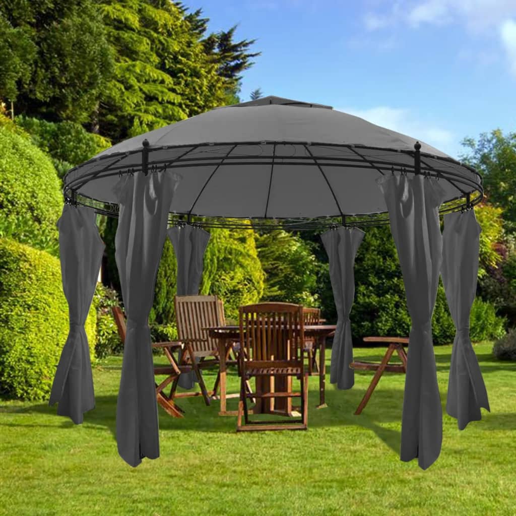 Vidaxl arbor with curtains around 3.5x2.7 m anthracite -colored