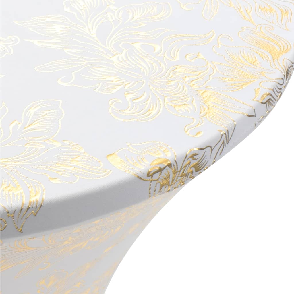 Vidaxl 2 St Table Covers Stretch 70 cm bílá se zlatým tiskem