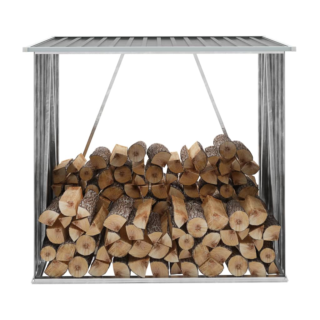 VidaXL Firewood shed 163x83x154 cm galvanized steel gray