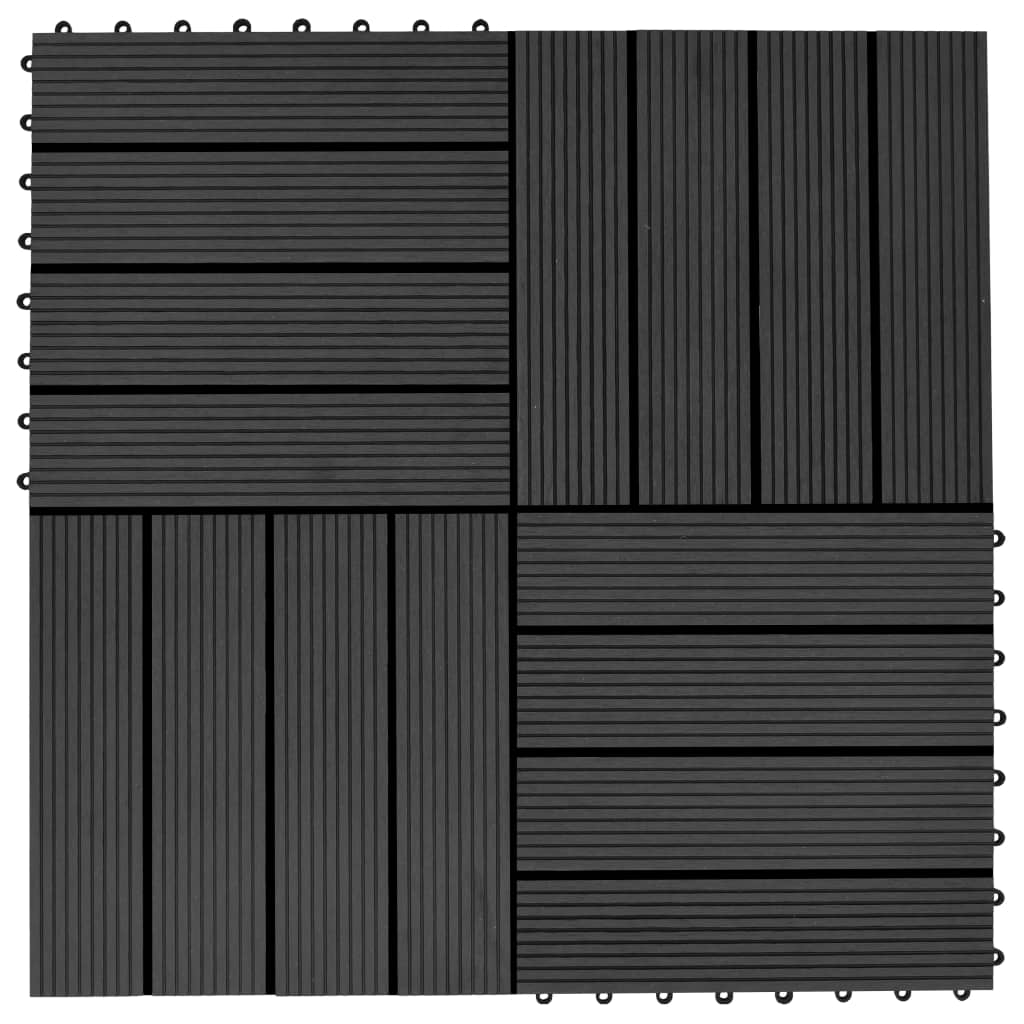 Vidaxl Terrace Tiles 30x30 cm 1 m² HKC Black 11 STS