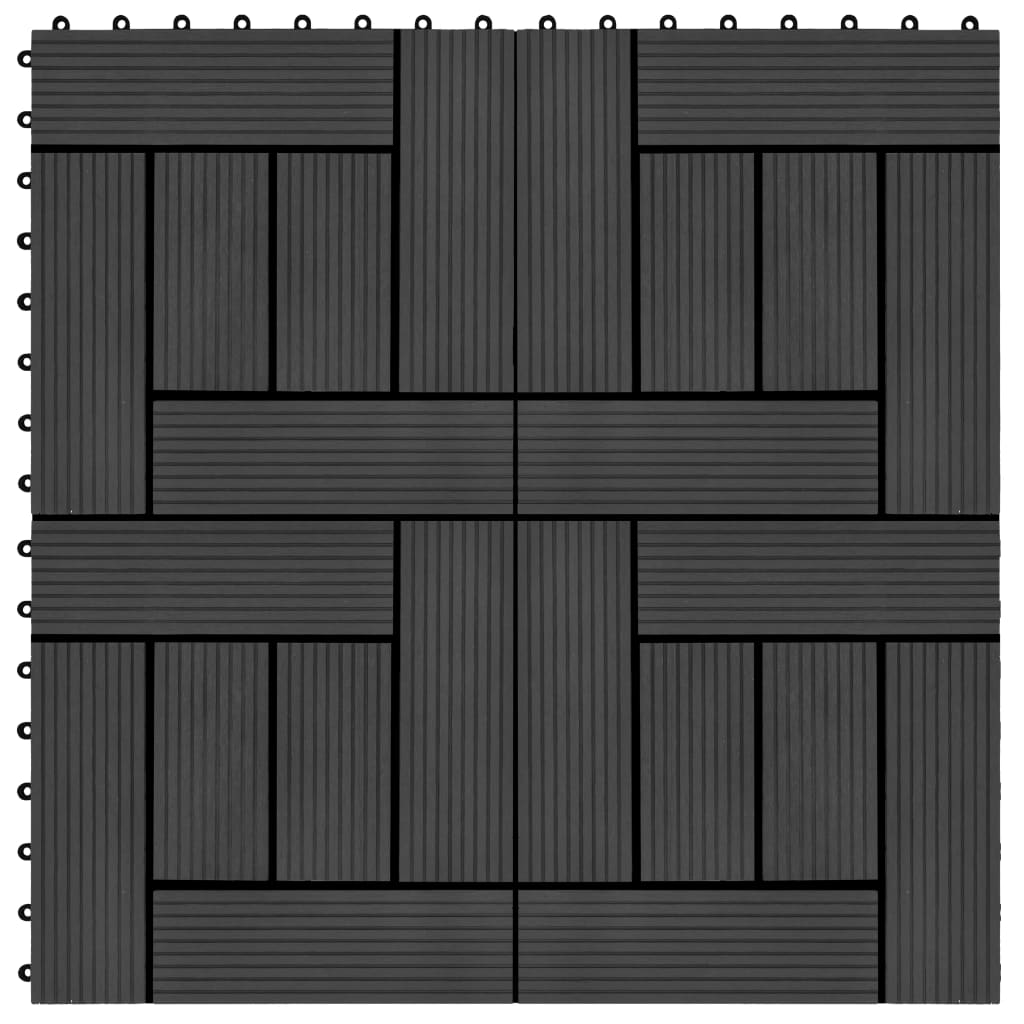 Vidaxl Terrassplattor 30x30 cm 1 m² HKC Black 11 Sts