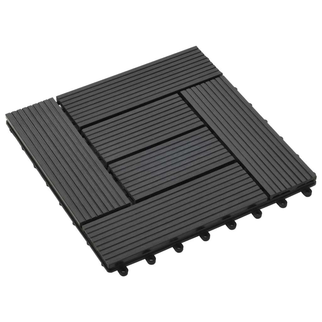 Vidaxl Terrassplattor 30x30 cm 1 m² HKC Black 11 Sts