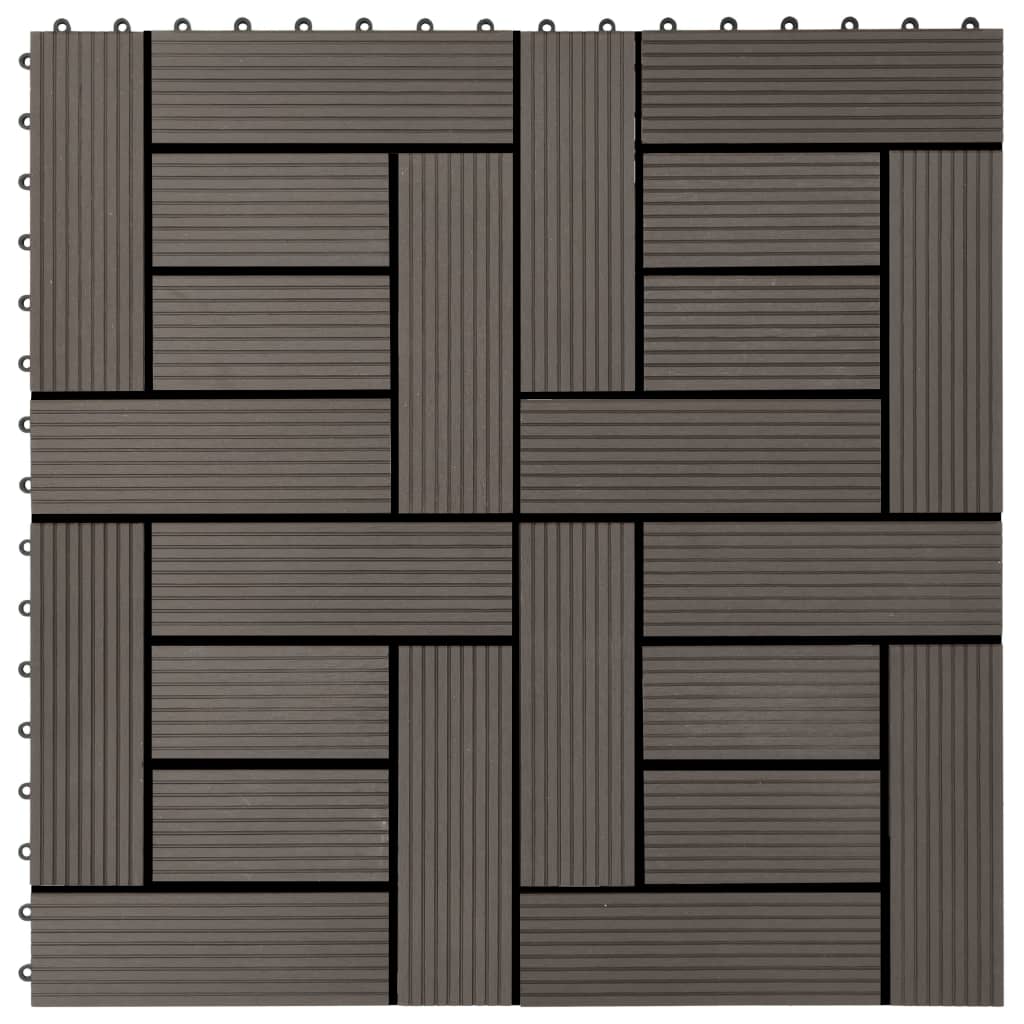 Vidaxl Terrace Tiles 30x30 cm 1 m² HKC brun foncé 11 STS