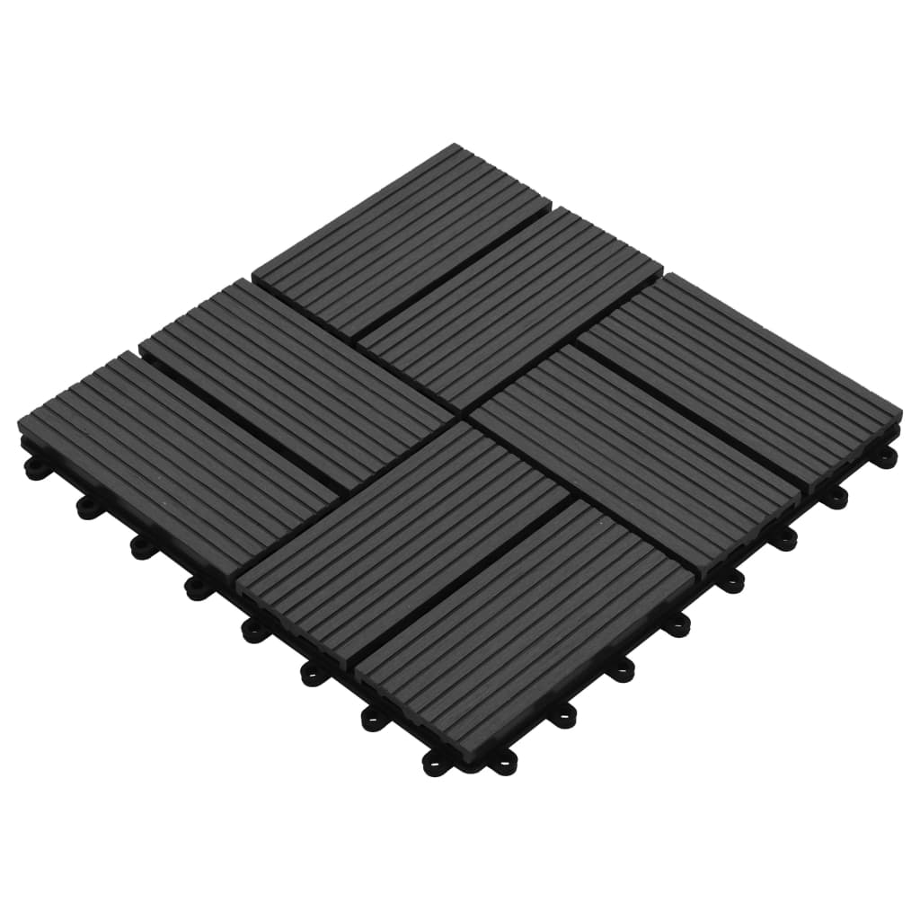 Vidaxl Terrace Tiles 30x30 cm 1 m² HKC Black 11 Sts