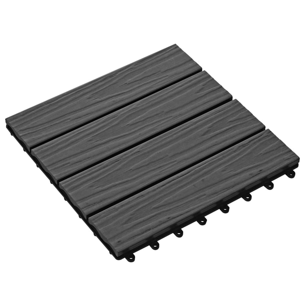 Vidaxl Terrace Tiles Deep Reliéf 30x30 cm 1 m² HKC Black 11 STS