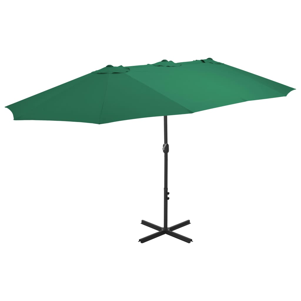 Vidaxl Parasol con polo in alluminio 460x270 cm verde