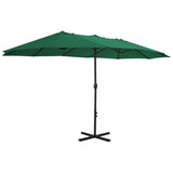 Vidaxl Parasol con polo in alluminio 460x270 cm verde