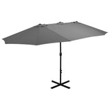 Vidaxl parasol avec poteau en aluminium 460x270 cm anthracite