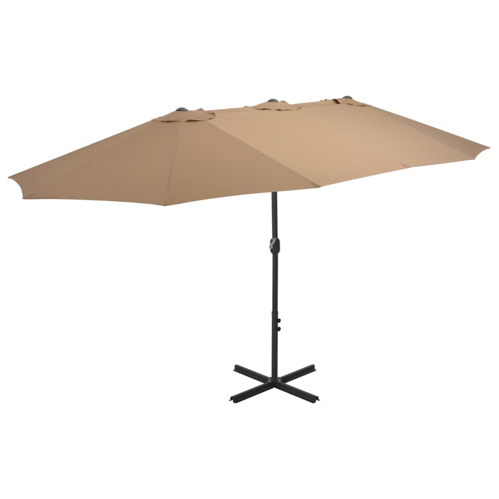 Parasol vidaxl avec poteau en aluminium 460x270 cm taupe