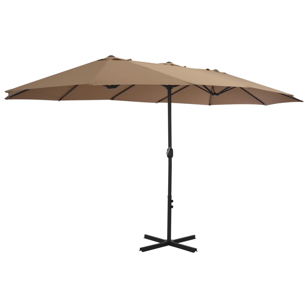 Parasol vidaxl avec poteau en aluminium 460x270 cm taupe