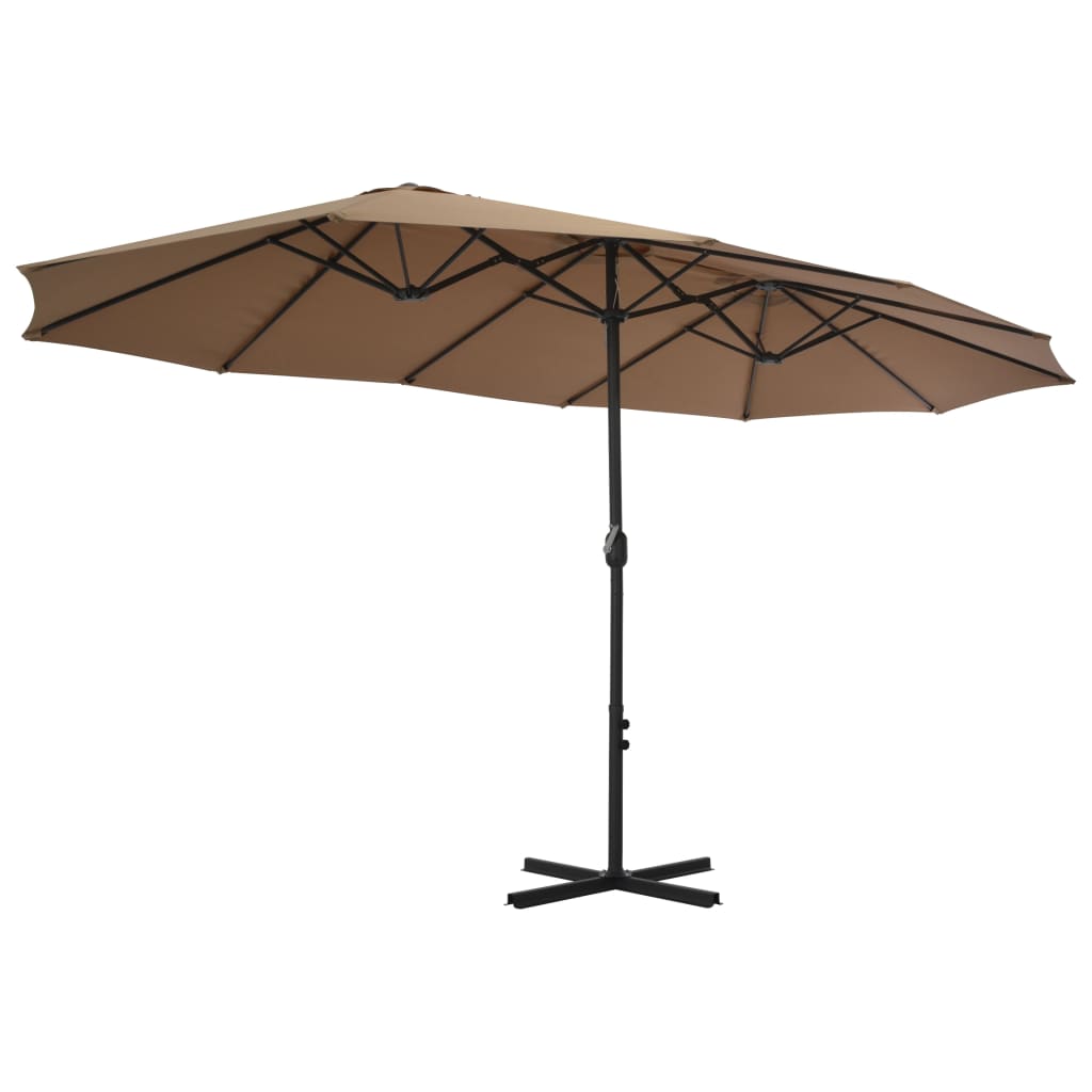 Parasol vidaxl avec poteau en aluminium 460x270 cm taupe