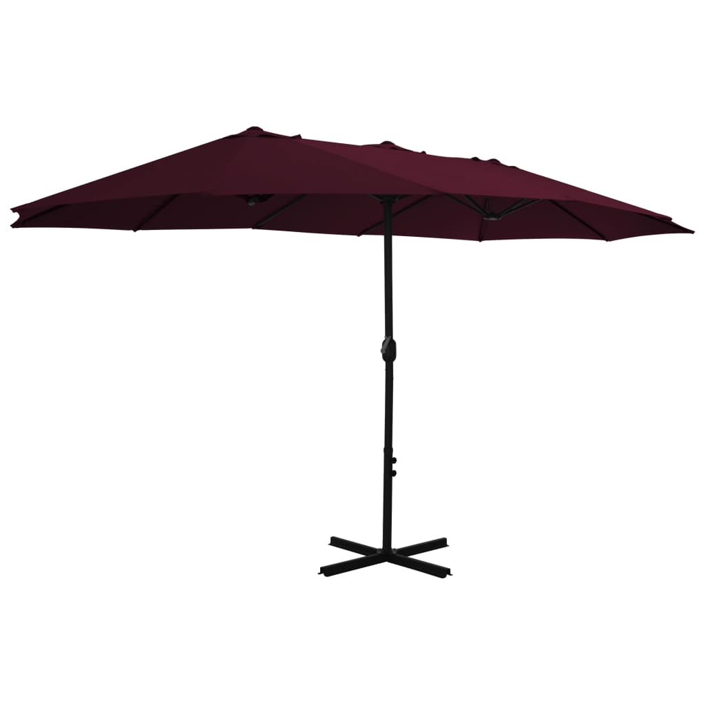 Vidaxl Parasol avec poteau en aluminium 460x270 cm rouge bordeaux