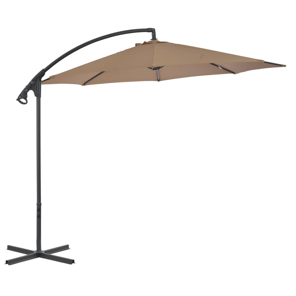 Parasol flottant vidaxl avec poteau en acier 300 cm taupe