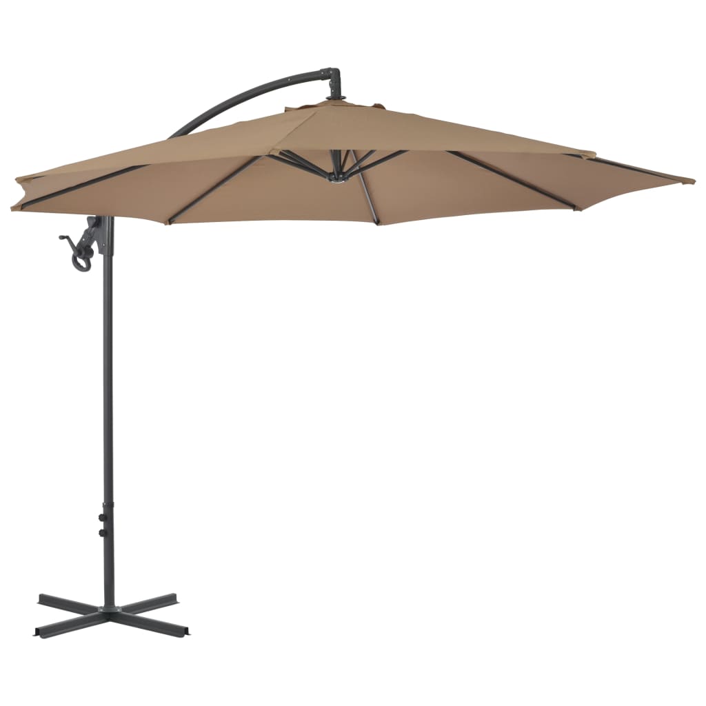 Parasol flottant vidaxl avec poteau en acier 300 cm taupe