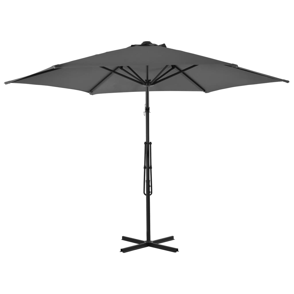 Vidaxl Parasol ze stalowym biegunem 300 cm antracytem