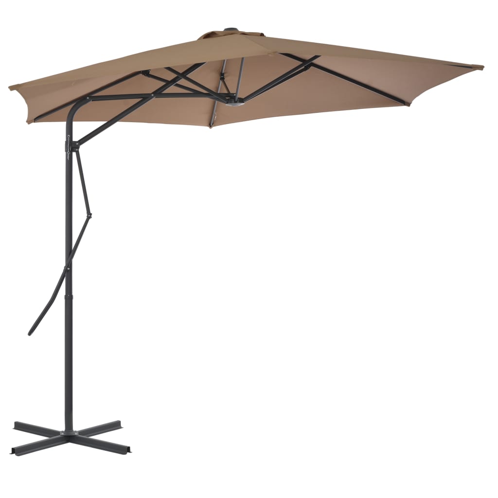 Parasol vidaxl avec pôle en acier 300 cm taupe