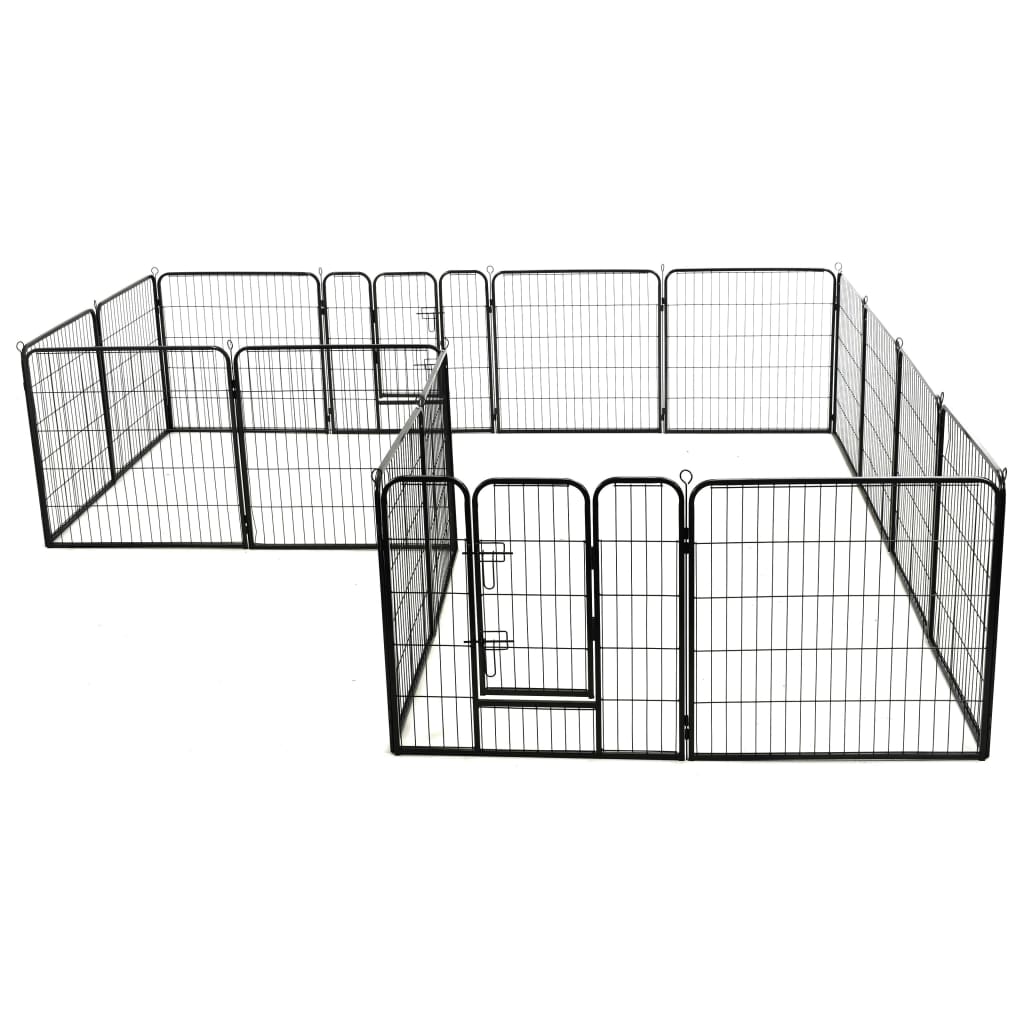 Vidaxl Dog Run s 16 panely 80x80 cm ocel černá