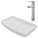 Vidaxl Buedzëmmer Washbasin mat Mixer vektangular Keramik wäiss