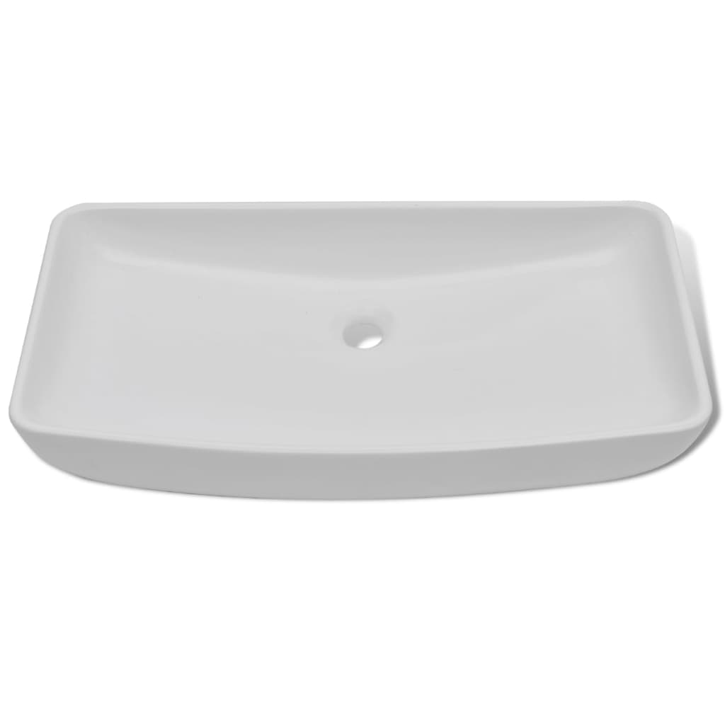 Washbasin de baño Vidaxl con batidora de cerámica rectangular blanca