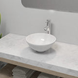 Vidaxl Buedzëmmer Washbasin mat Mixen Tap Ronn Keramik wäiss