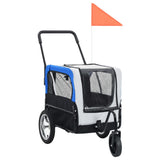 VidaXL Fietstrailer en kinderwagen 2-in-1 grijs en blauw