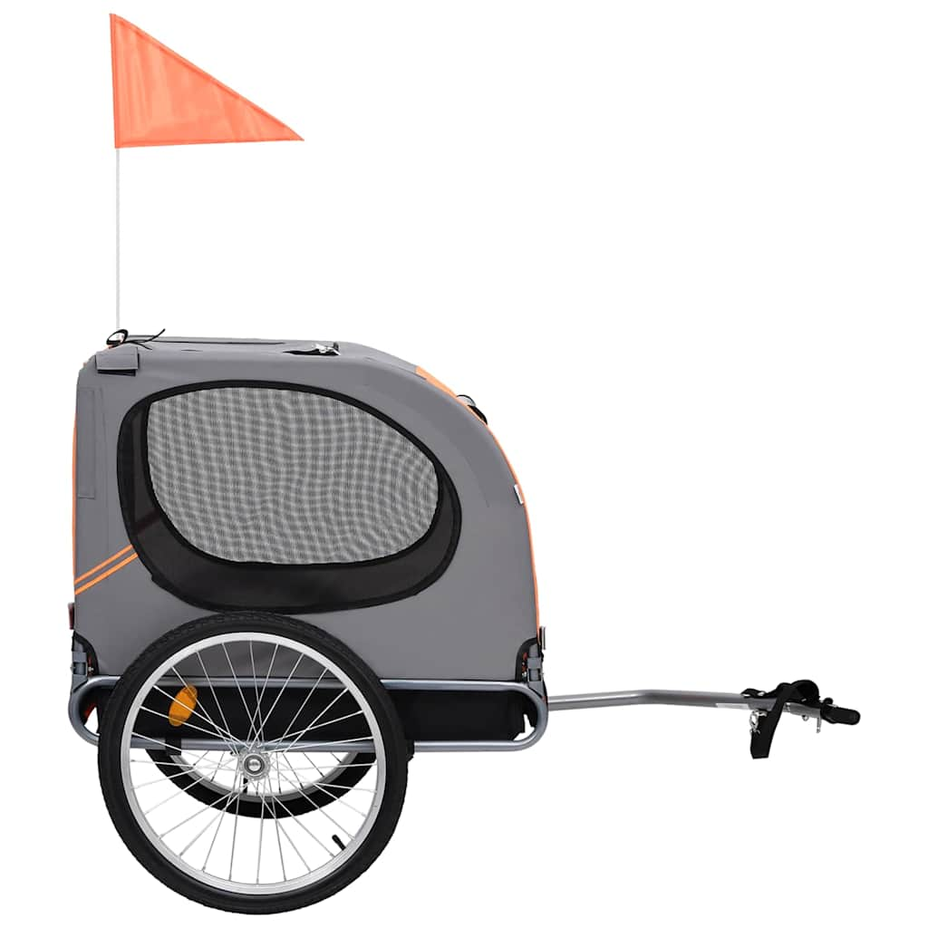 Vidaxl Railer de bicicleta para perros naranja y gris