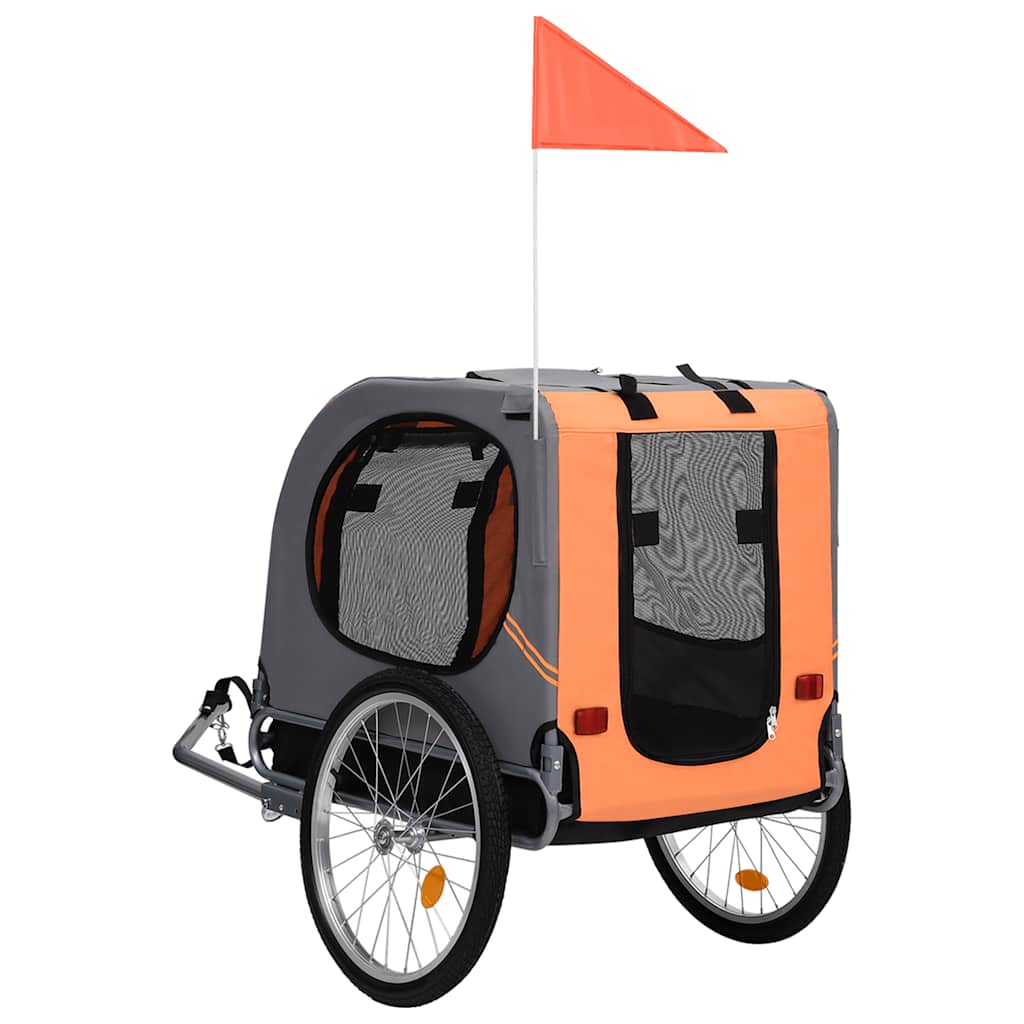 Vidaxl Railer de bicicleta para perros naranja y gris