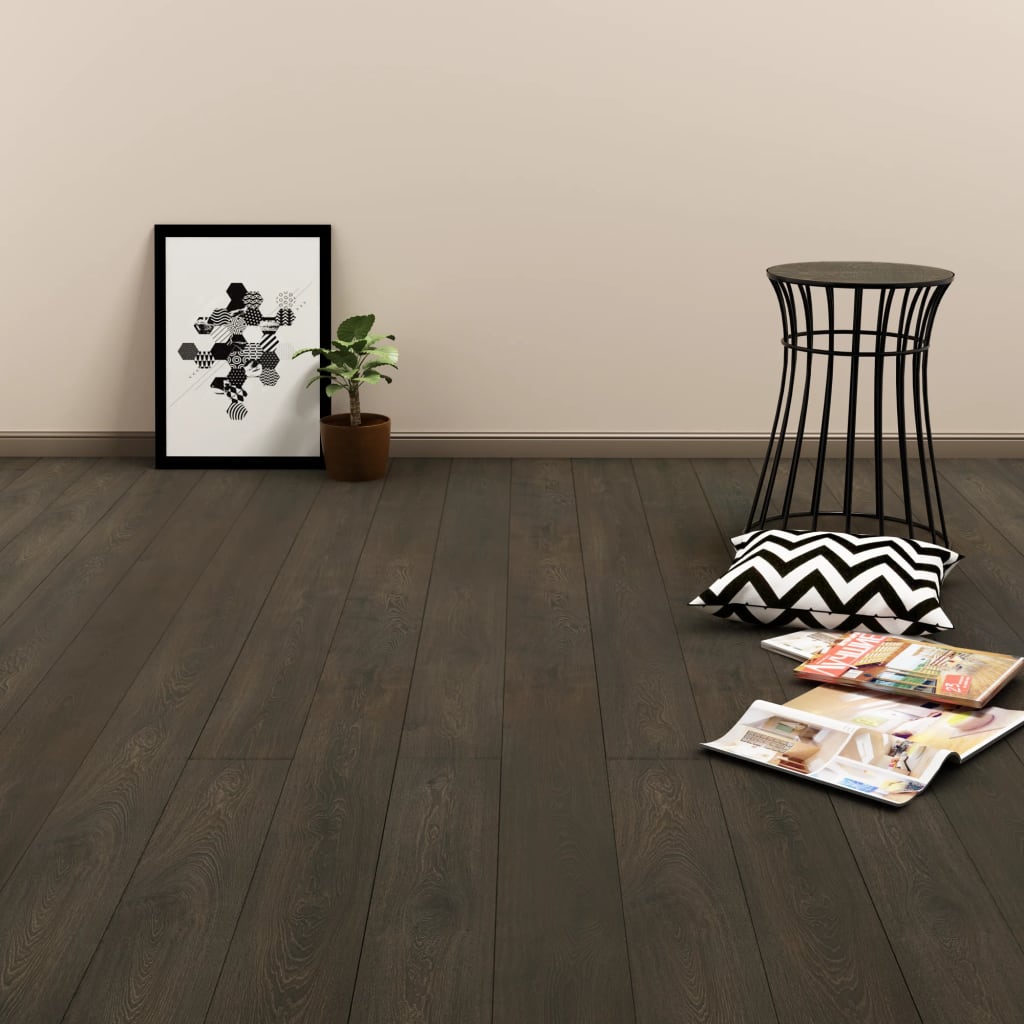 Vidaxl Floorboards Self -Adhesive 4,46 m² 3 mm PVC tmavě hnědá