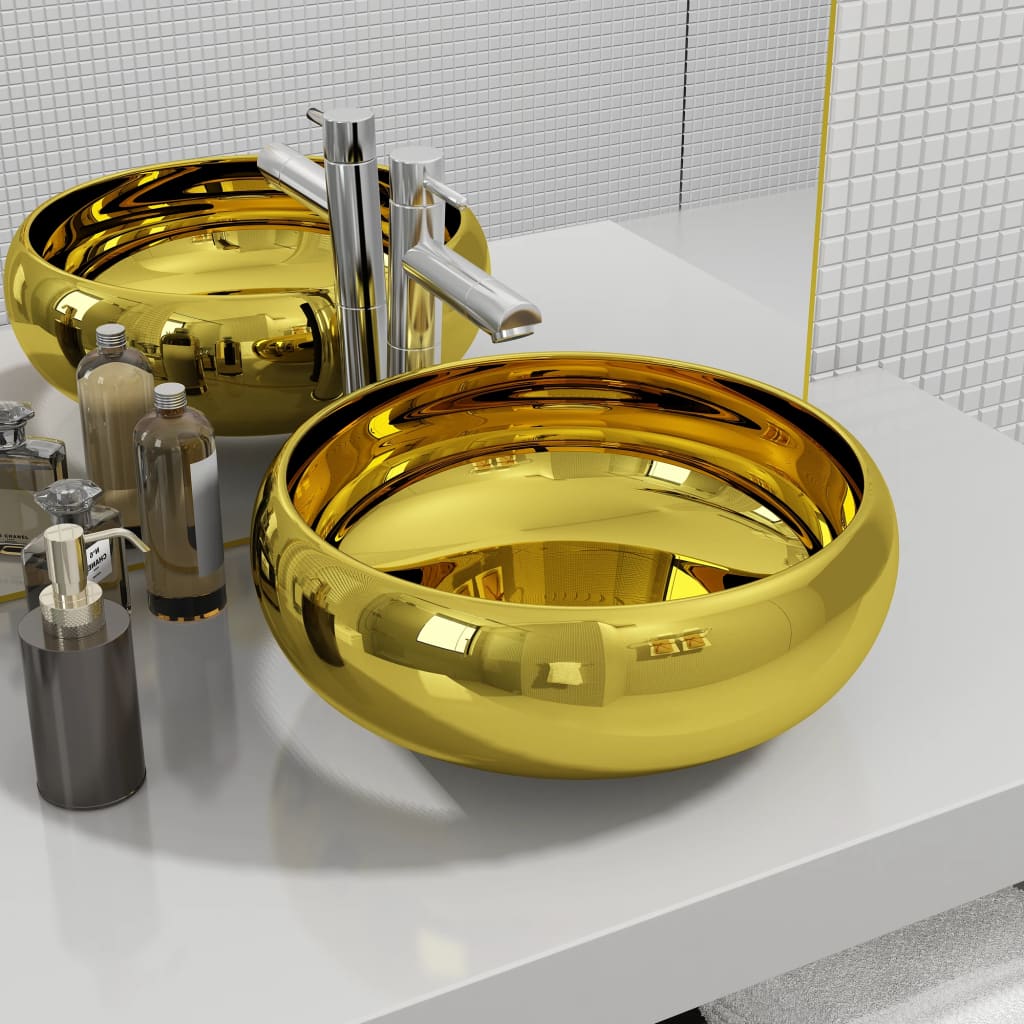 Vidaxl Washbasin 40x15 cm Keramic Gold Colored