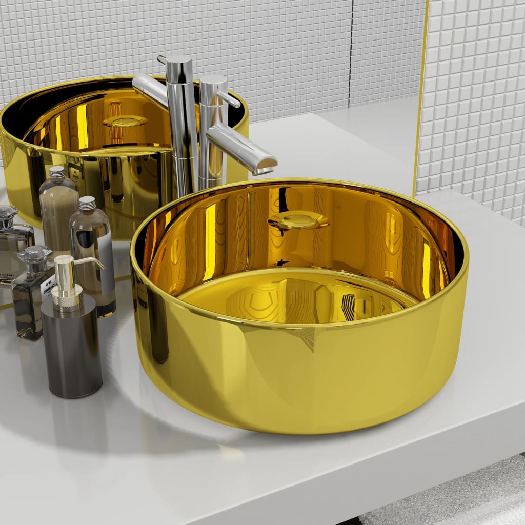 Vidaxl Washbasin 40x15 cm Keramic Gold Colored