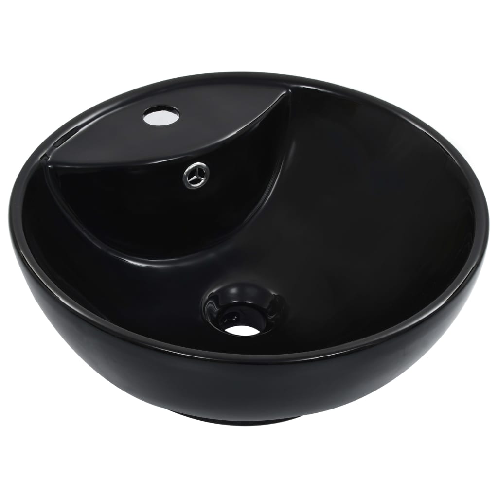 VidaXL Washbasin with landing 46.5x18 cm Ceramic Black