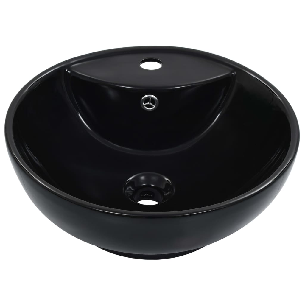 VidaXL Washbasin with landing 46.5x18 cm Ceramic Black